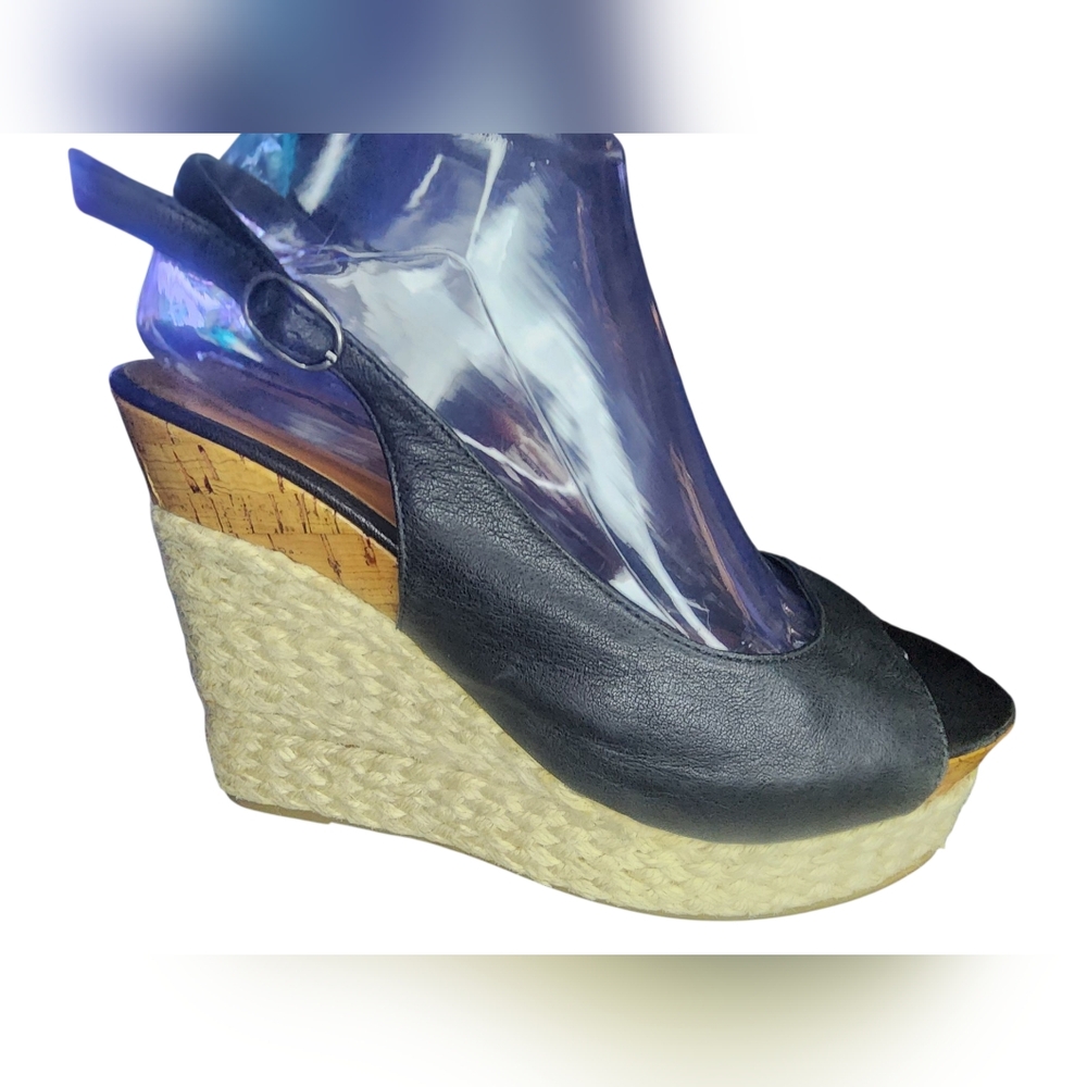 Dolce Vita Leather Slingback Espadrille Platform Wedges, Womens 8.5 - Picture 2 of 9